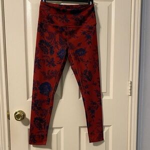 FP Movement by Free People Red and Blue Floral Leggings
